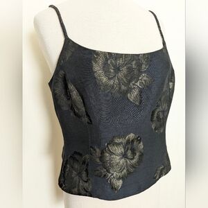 Carlisle Corset Bustier Midnight Blue Floral Braided Spaghetti Straps 14